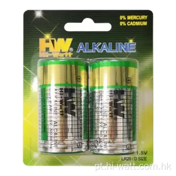 Bateria alcalina HW LR20 D tamanho 1,5V